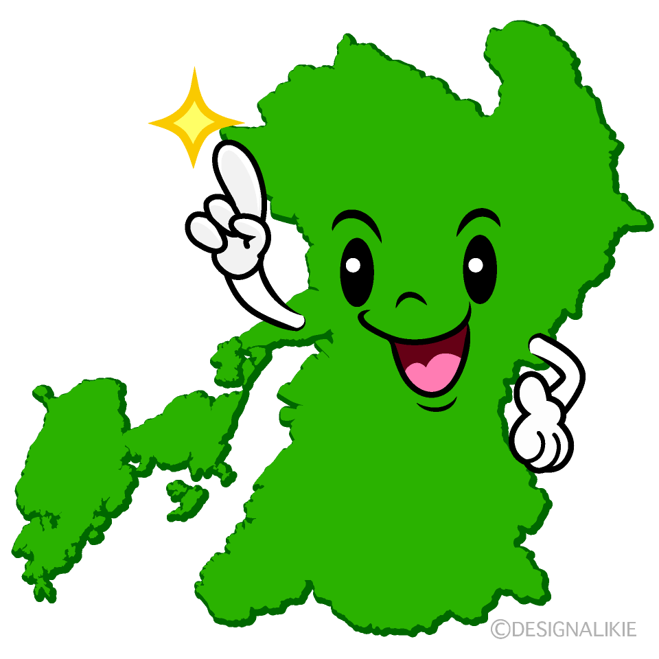 かわいい指差す熊本県イラスト