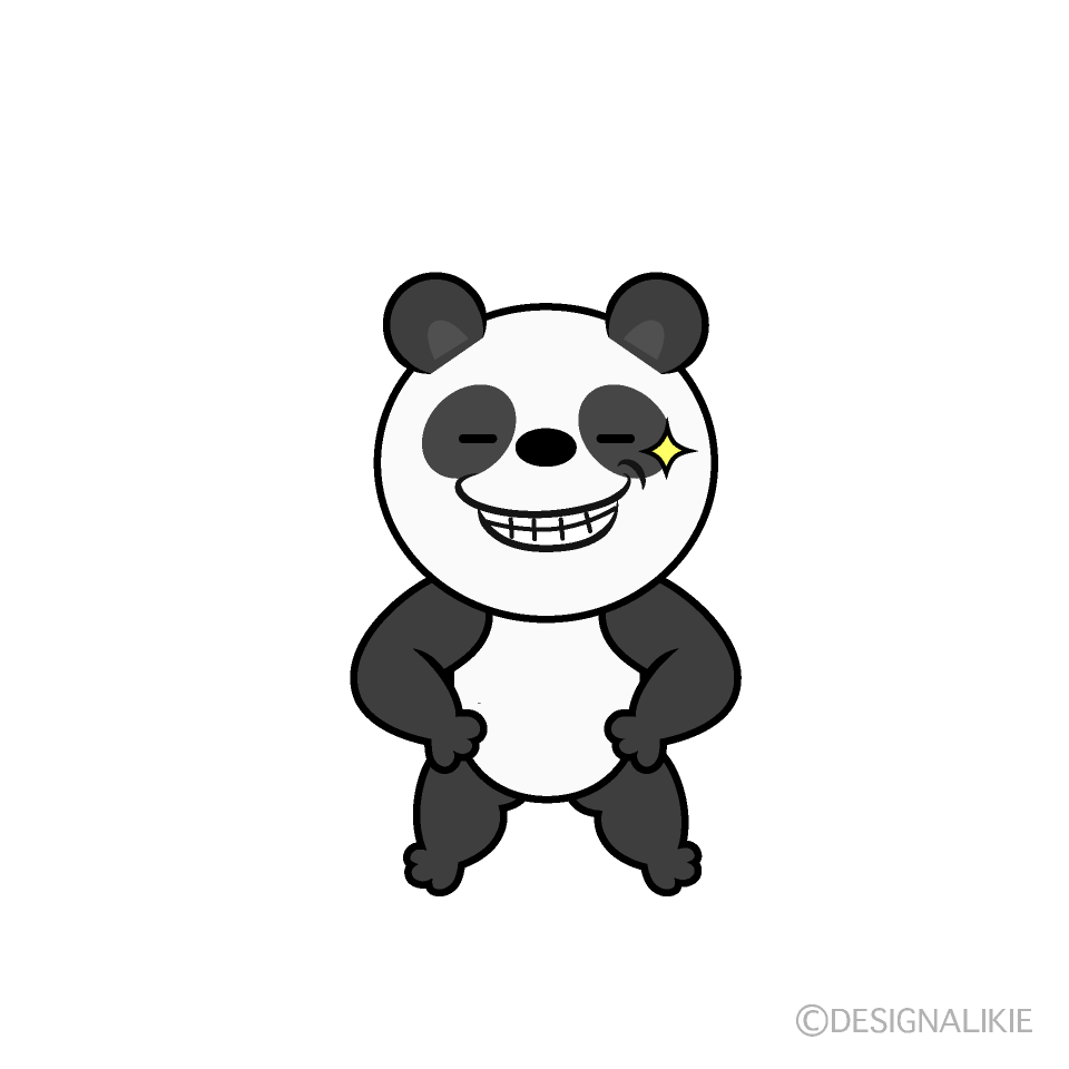 かわいいニヤリとするパンダイラスト