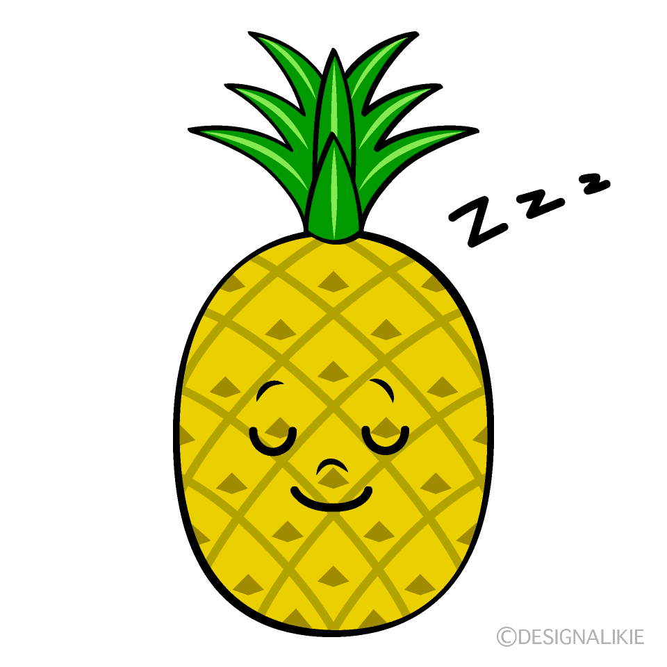 かわいい寝るパイナップルイラスト