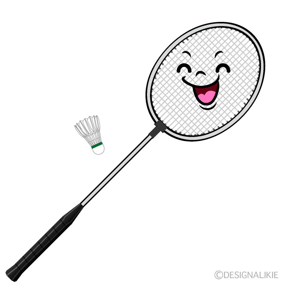 かわいい笑顔のバドミントンイラスト