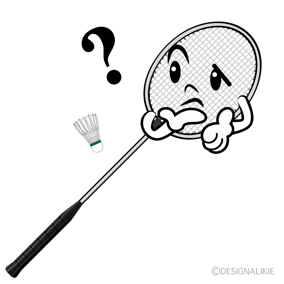 かわいい考えるバドミントンイラスト