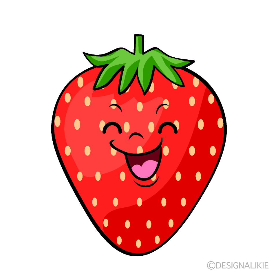 かわいい笑顔のイチゴイラスト