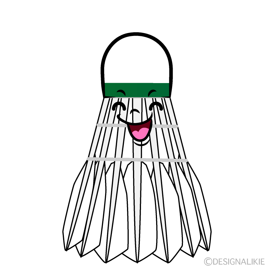 かわいい笑顔のバドミントンシャトルイラスト