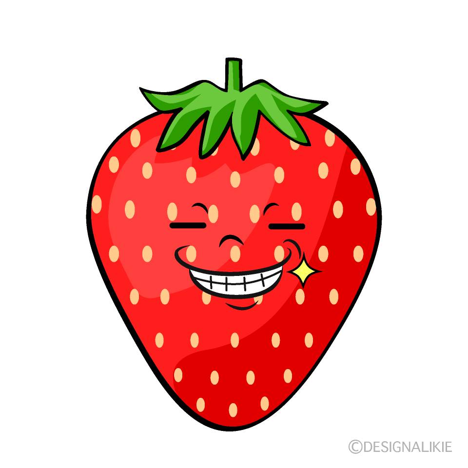 かわいいニヤリとするイチゴイラスト