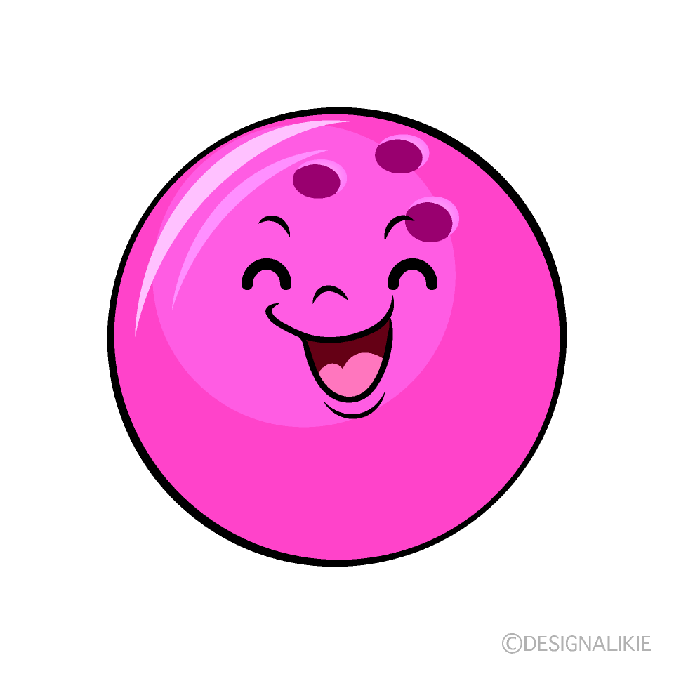 かわいい笑顔のボウリングボールイラスト