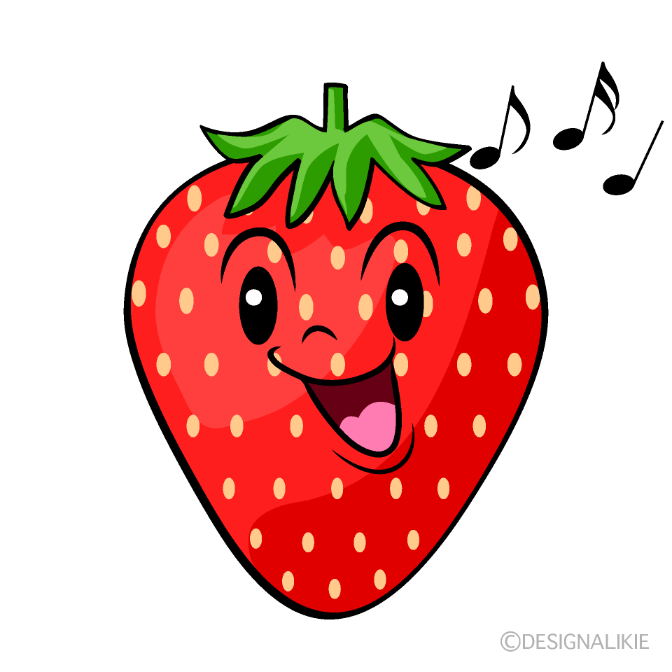 かわいい歌うイチゴイラスト