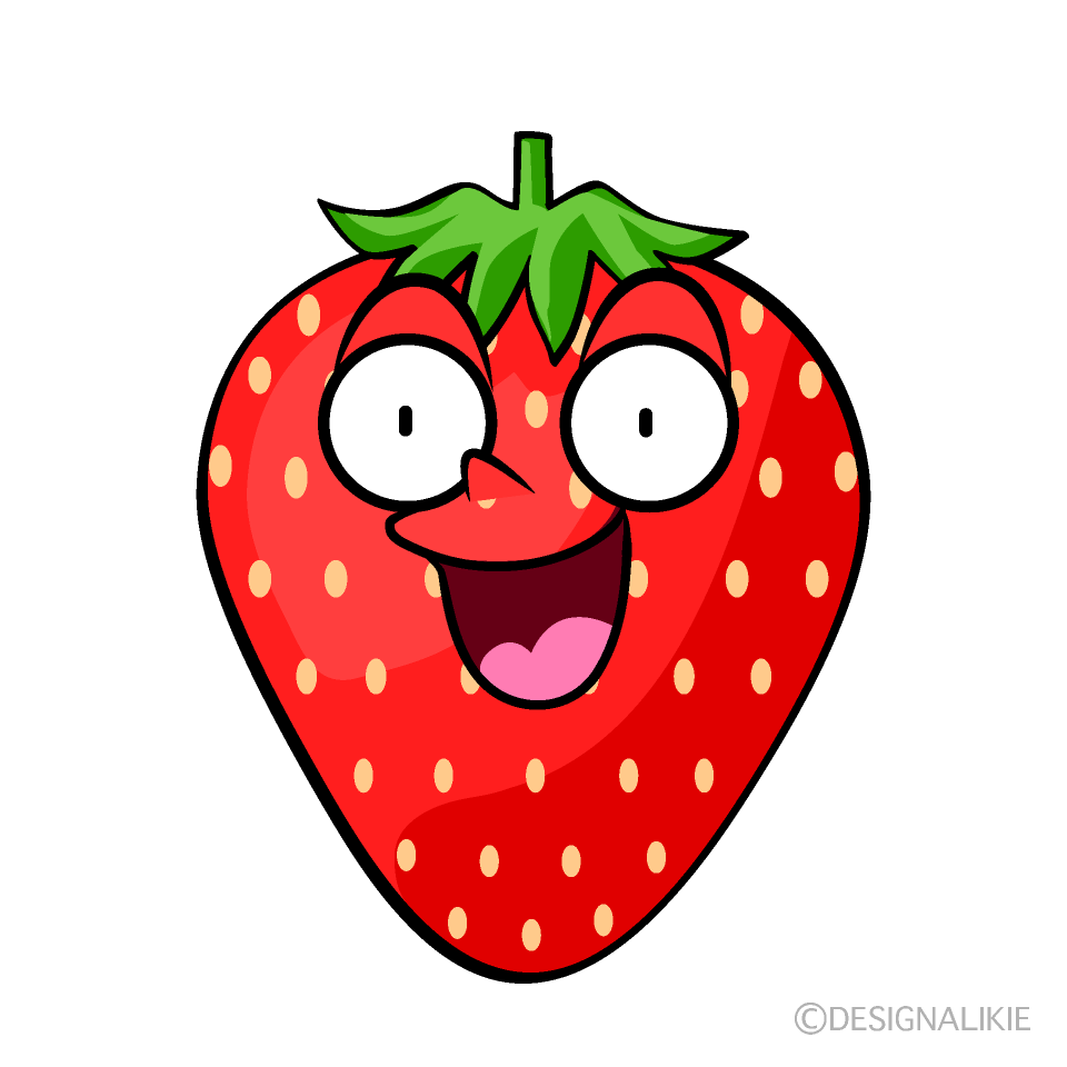 かわいい驚くイチゴイラスト
