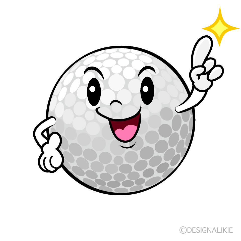 Cute Golf Ball Pointing Clipart