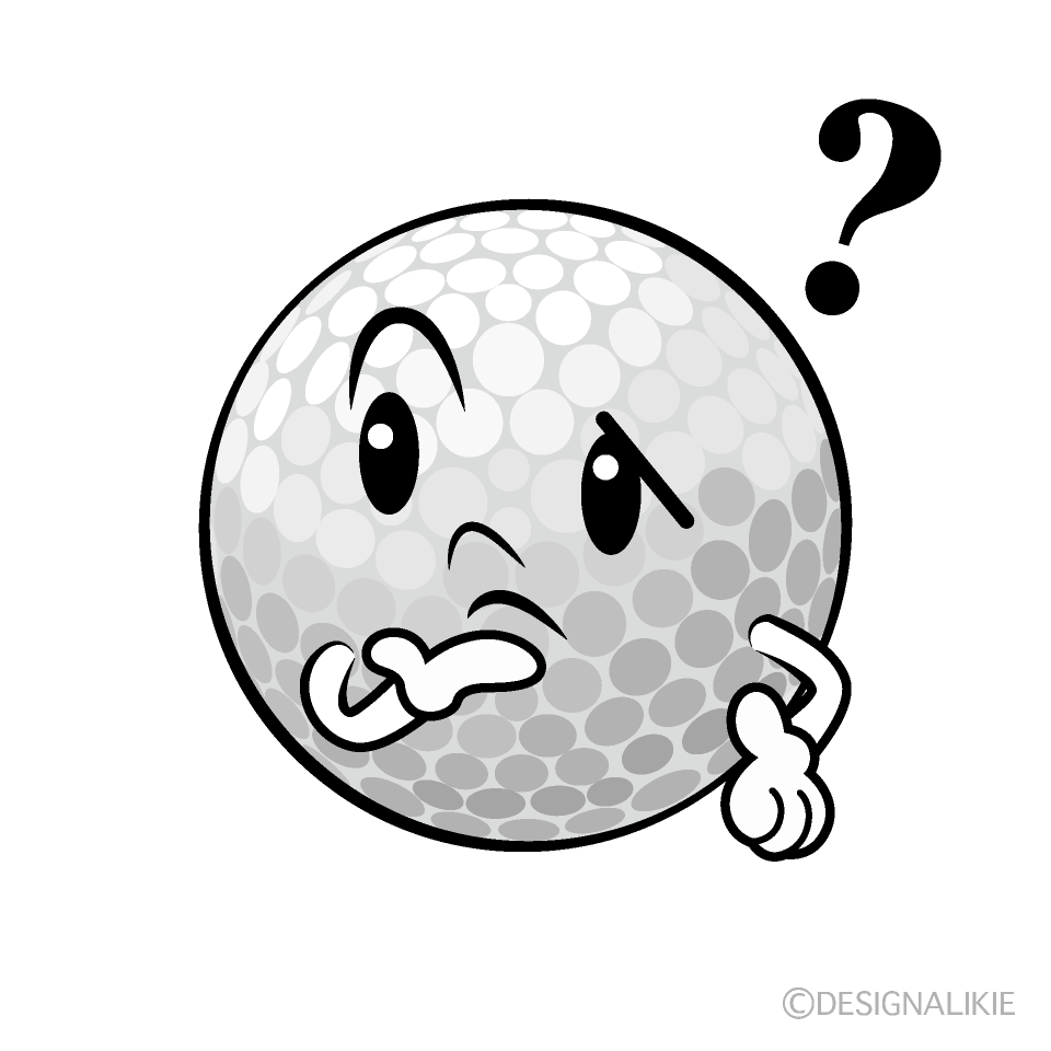 Cute Thinking Golf Ball Clipart