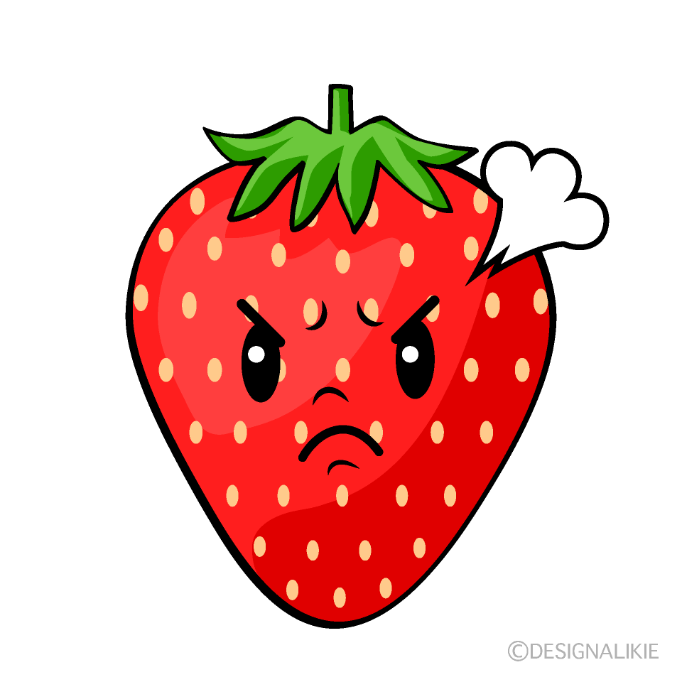 かわいい怒るイチゴイラスト