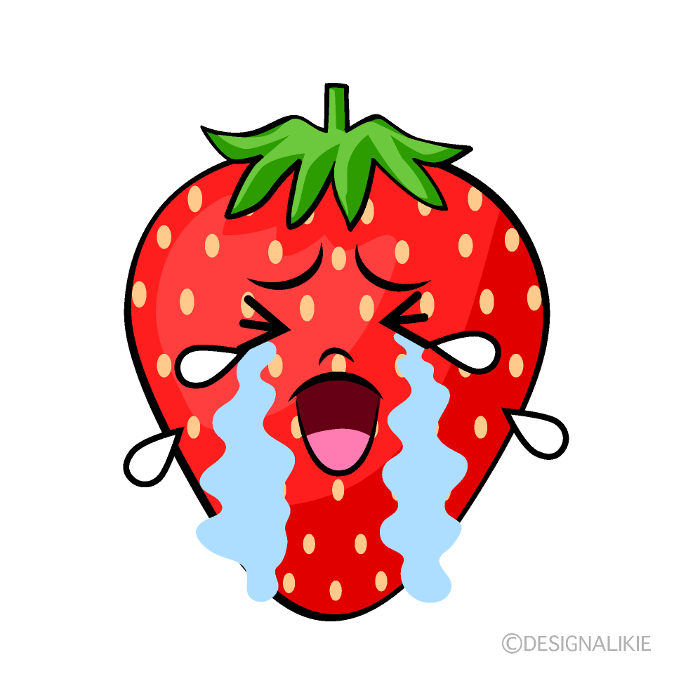 かわいい泣くイチゴイラスト