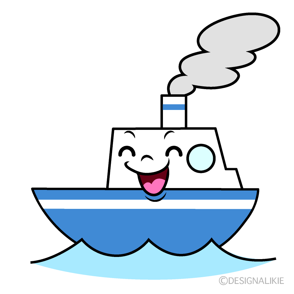 かわいい笑顔の船イラスト