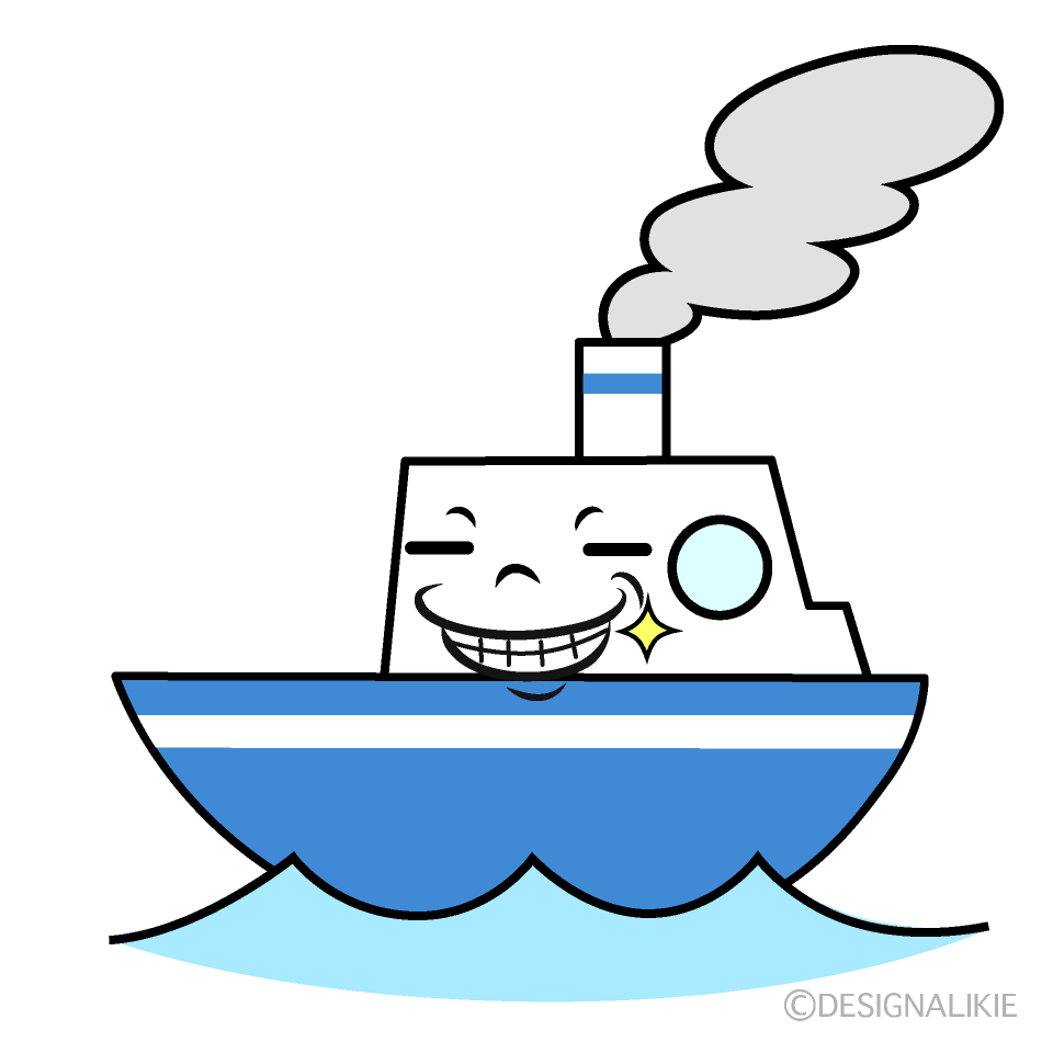 かわいいニヤリの船イラスト
