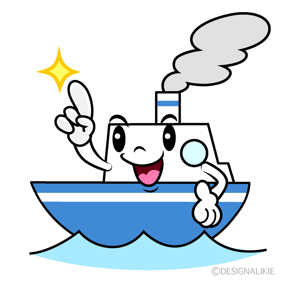 かわいい指差す船イラスト