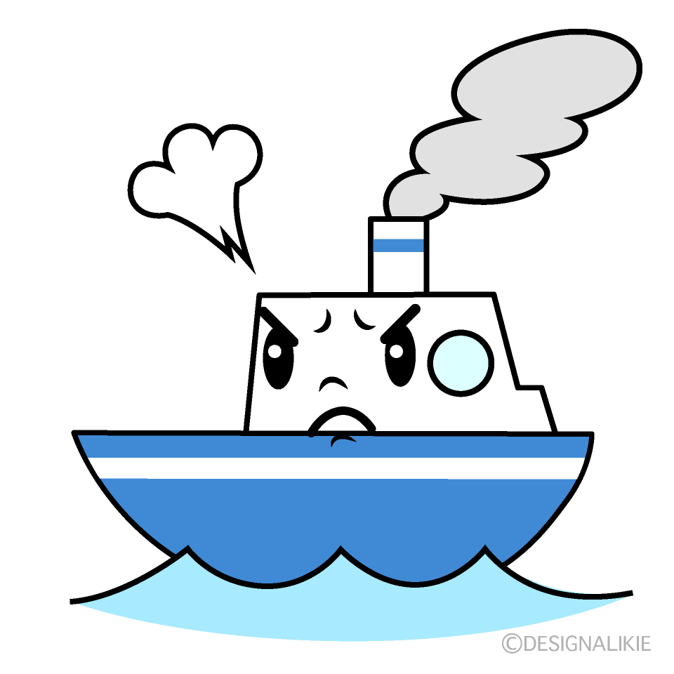 かわいい怒る船イラスト