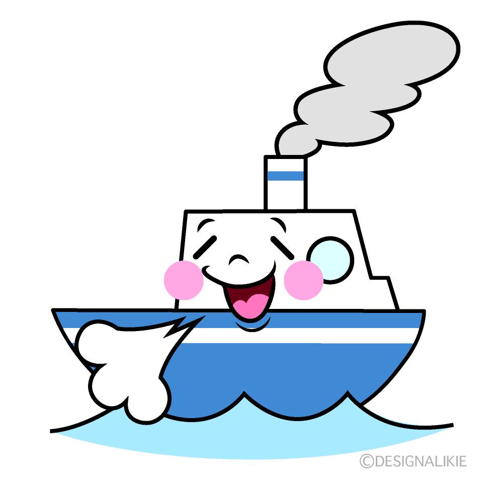 かわいいリラックスする船イラスト