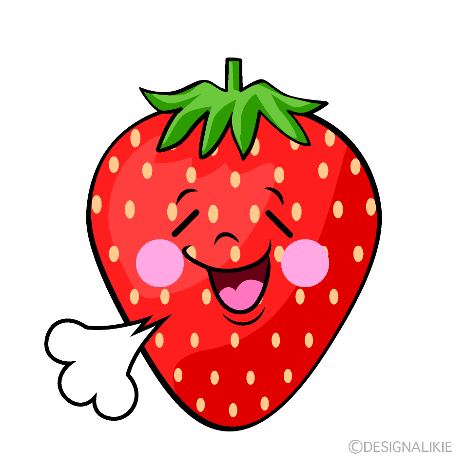 かわいいリラックスしたイチゴイラスト