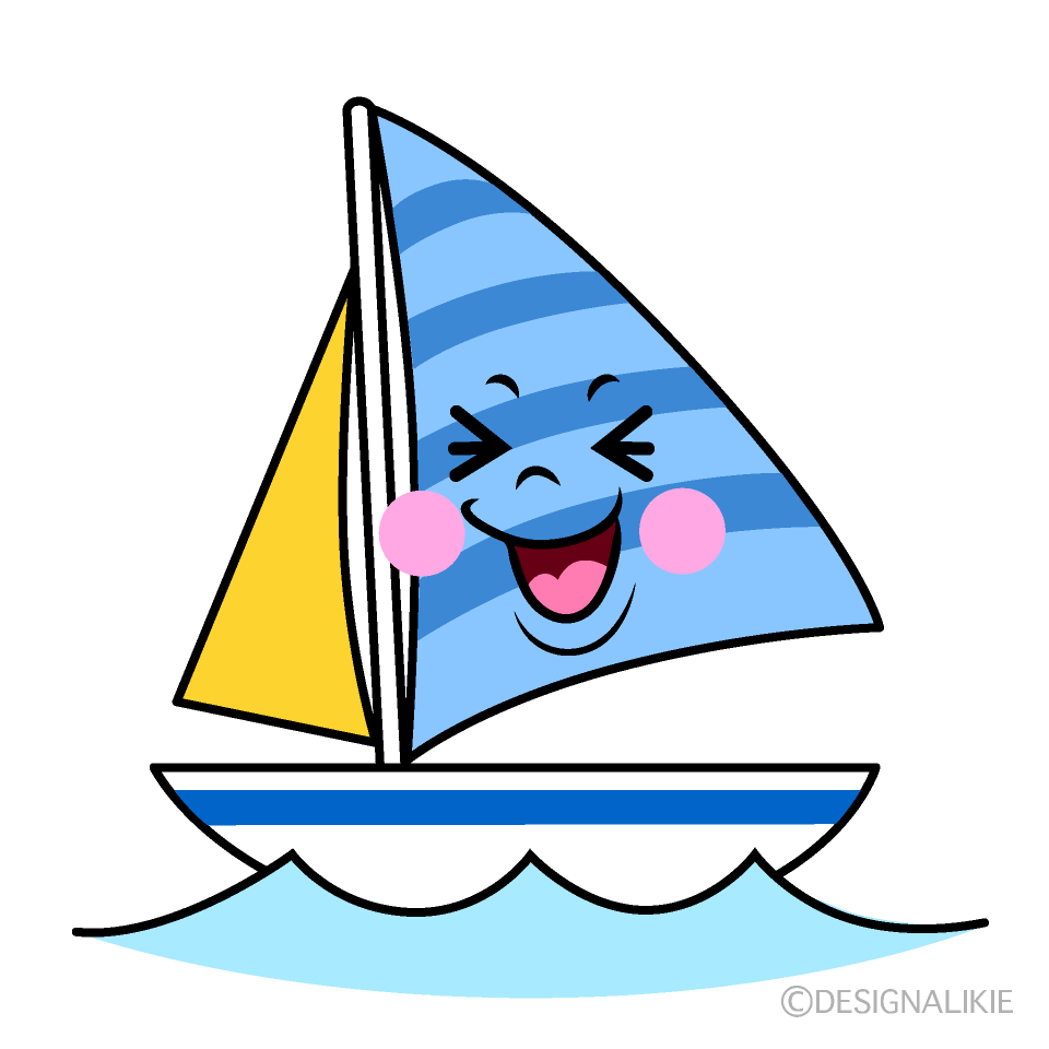 かわいい笑うヨットイラスト