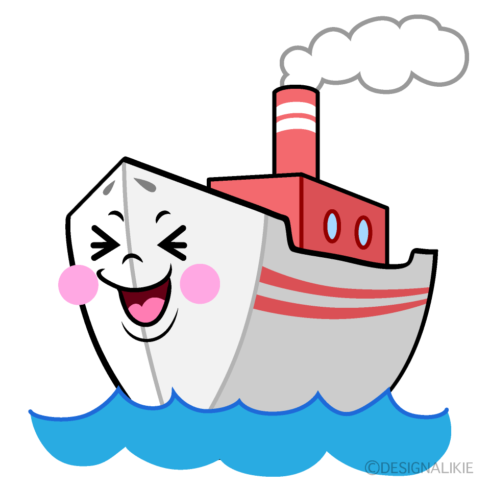 かわいい笑うフェリーイラスト