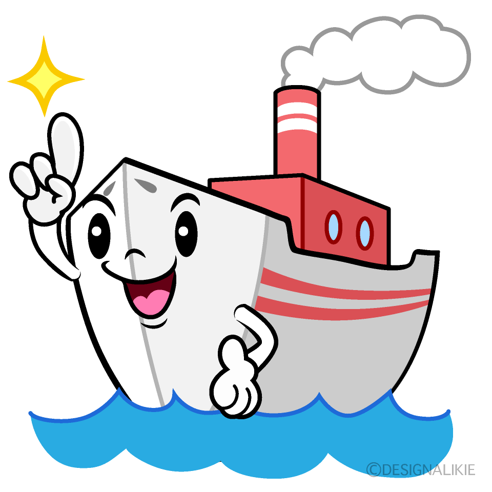 かわいい指差すフェリーイラスト