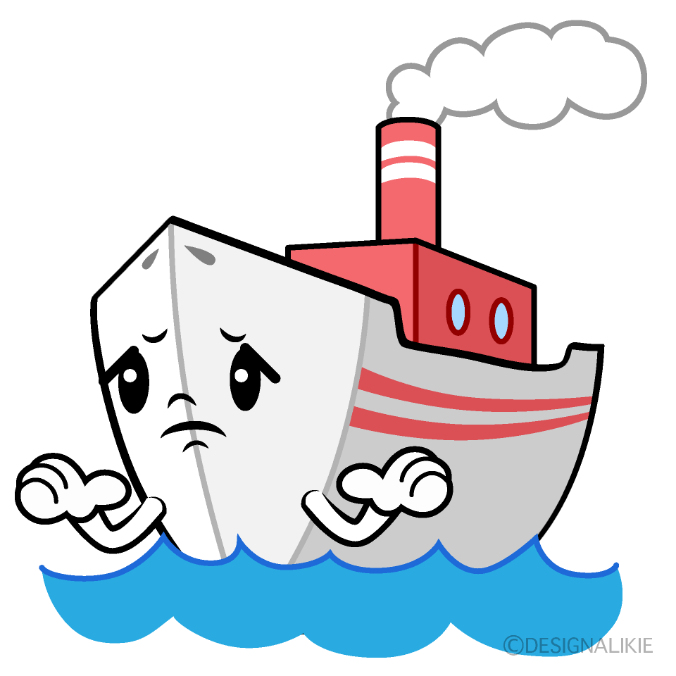 かわいい困るフェリーイラスト