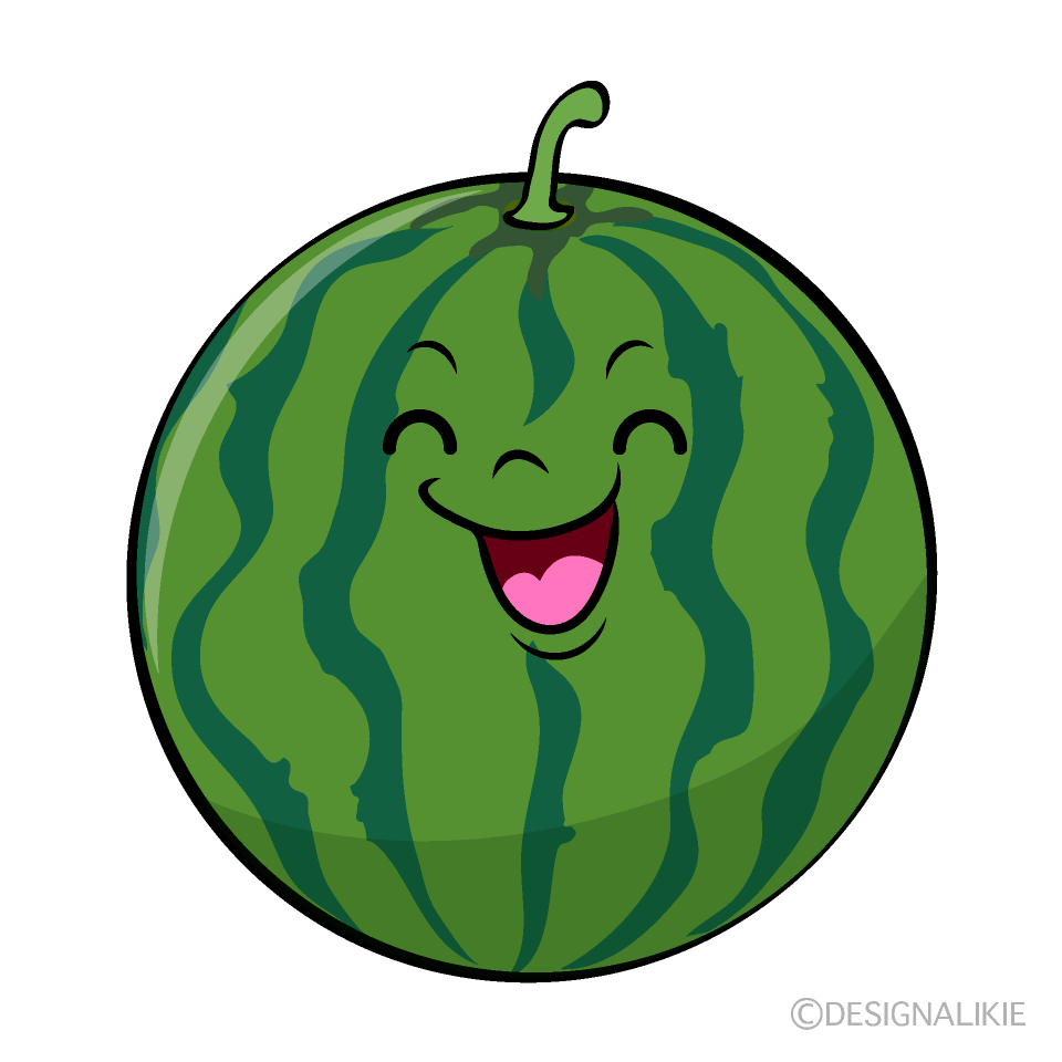 かわいい笑顔のスイカイラスト