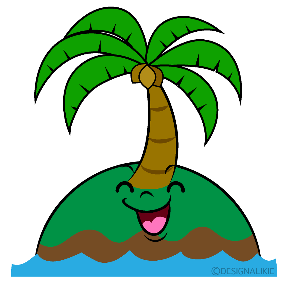 かわいい笑顔の無人島イラスト