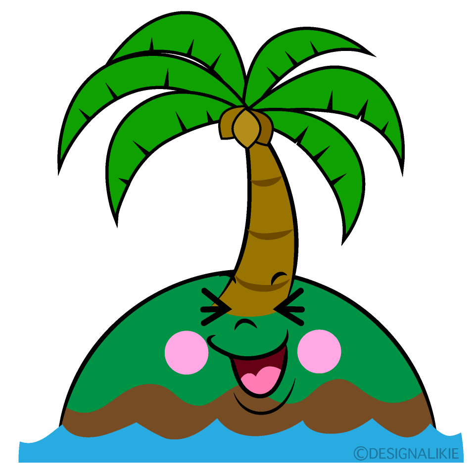かわいい笑う無人島イラスト