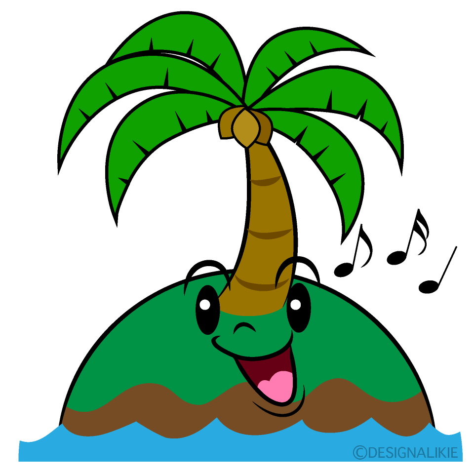 かわいい歌う無人島イラスト