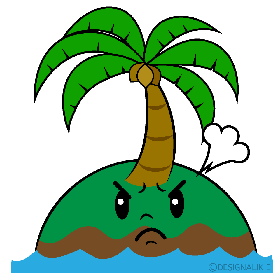 かわいい怒る無人島イラスト