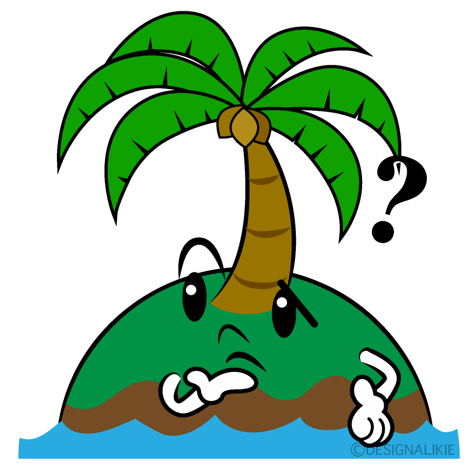 かわいい考える無人島イラスト