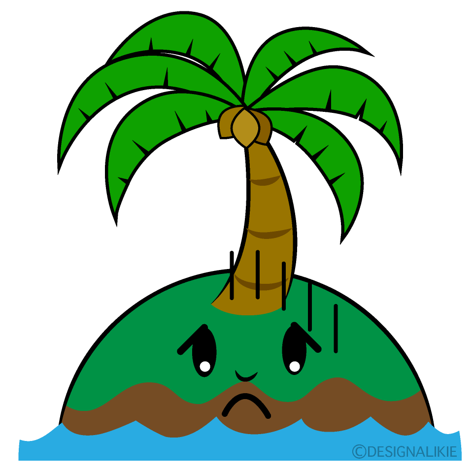 かわいい落ち込む無人島イラスト