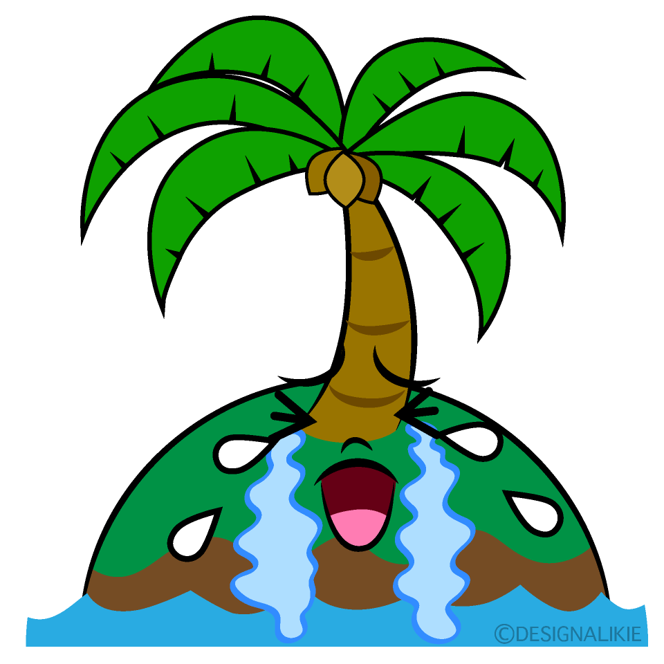かわいい泣く無人島イラスト