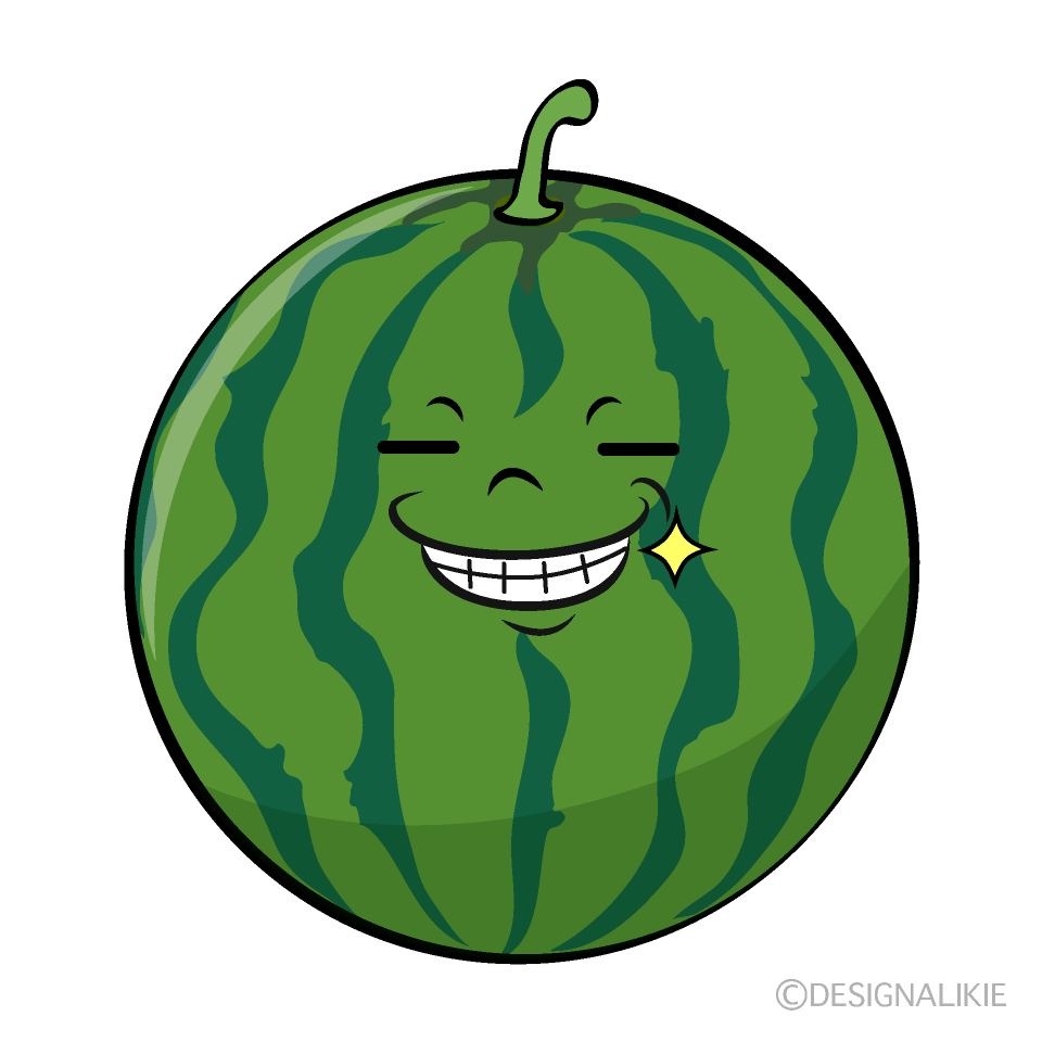 かわいいニヤリとするスイカイラスト