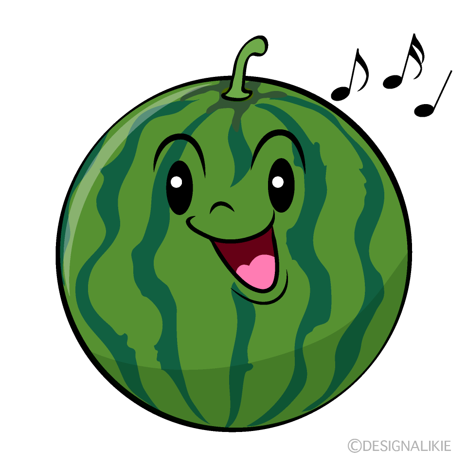 かわいい歌うスイカイラスト
