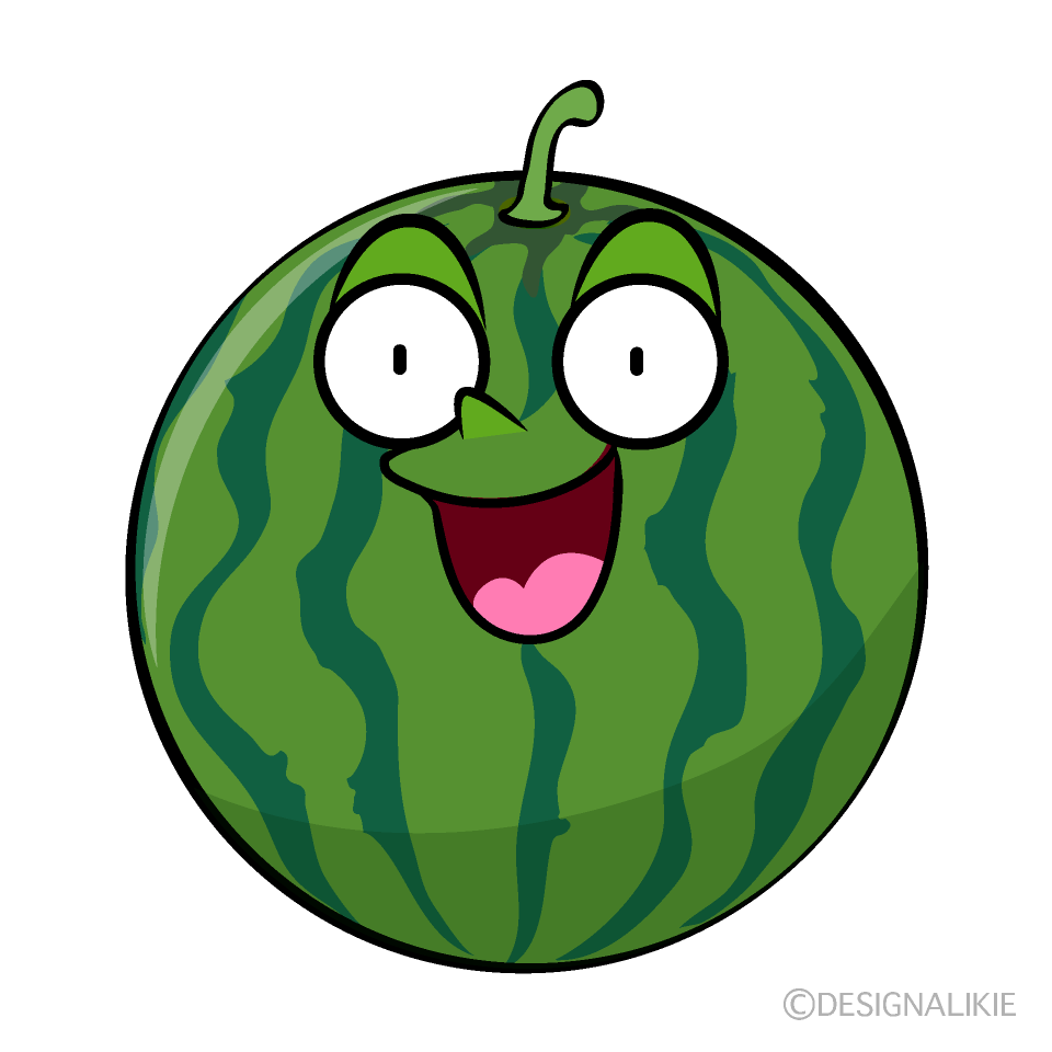 かわいい驚くスイカイラスト