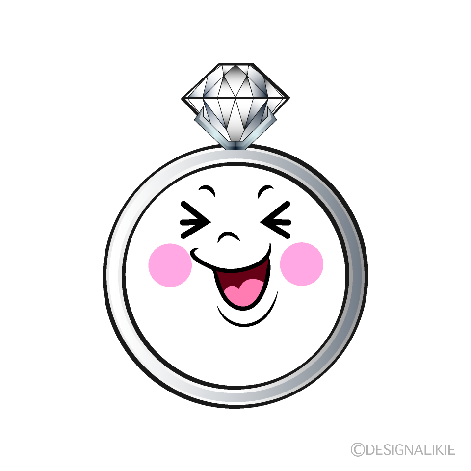 かわいい笑うダイヤモンド指輪イラスト