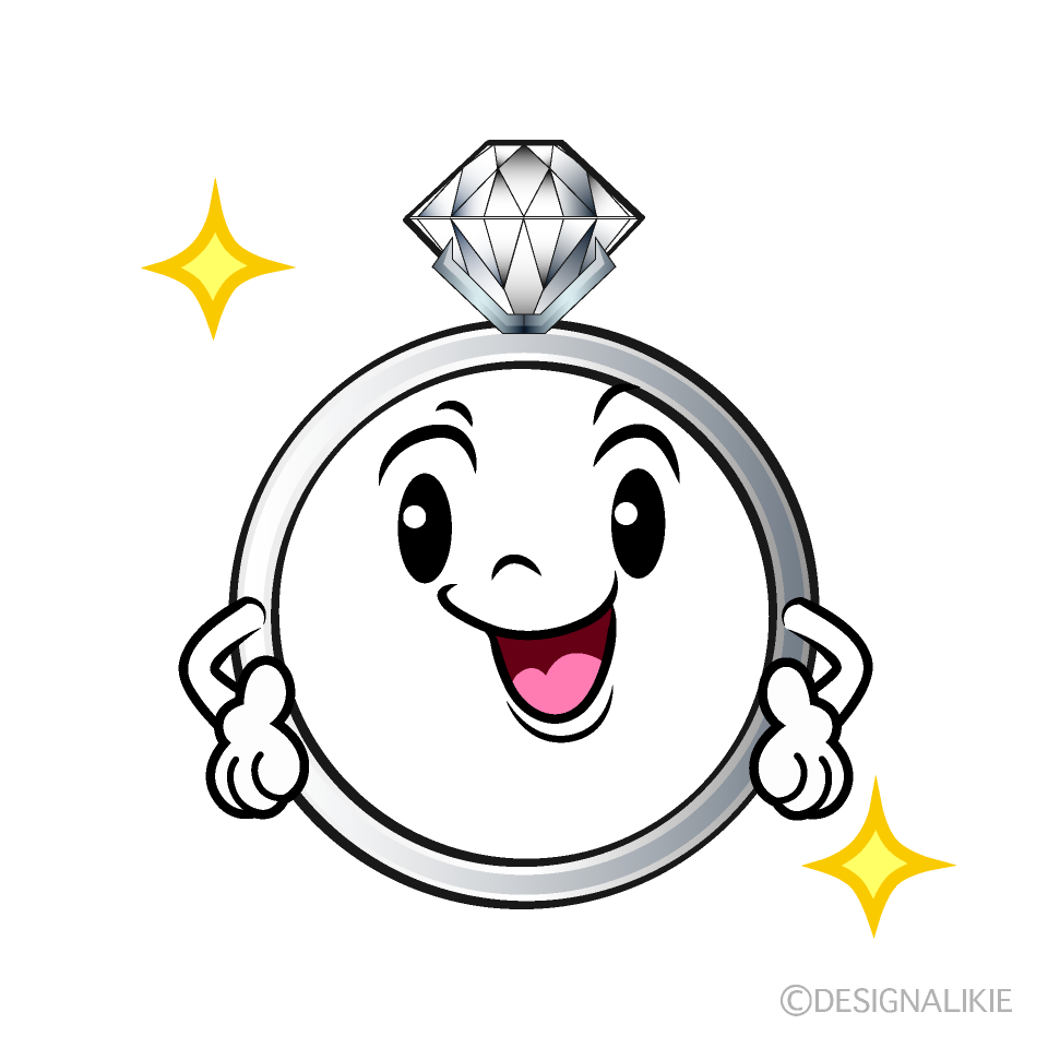 かわいい煌くダイヤモンド指輪イラスト