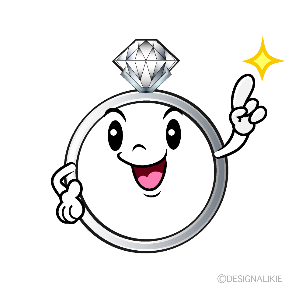 かわいい指差すダイヤモンド指輪イラスト