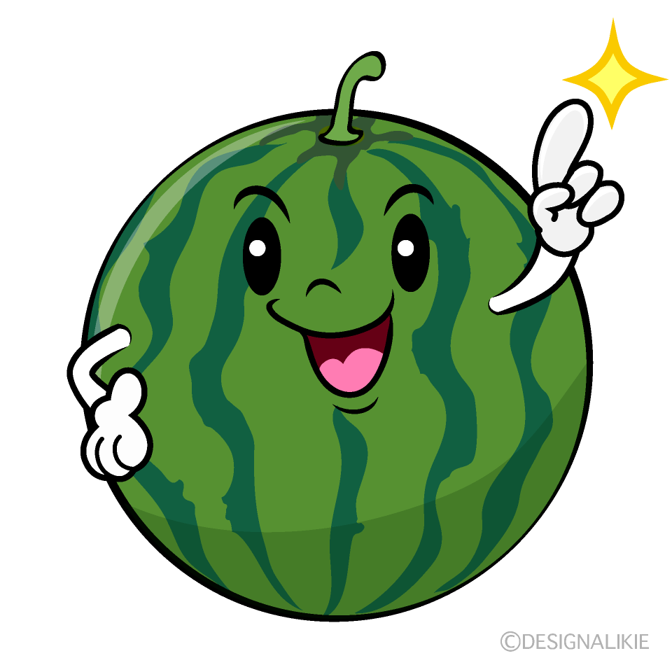 かわいい指差しするスイカイラスト