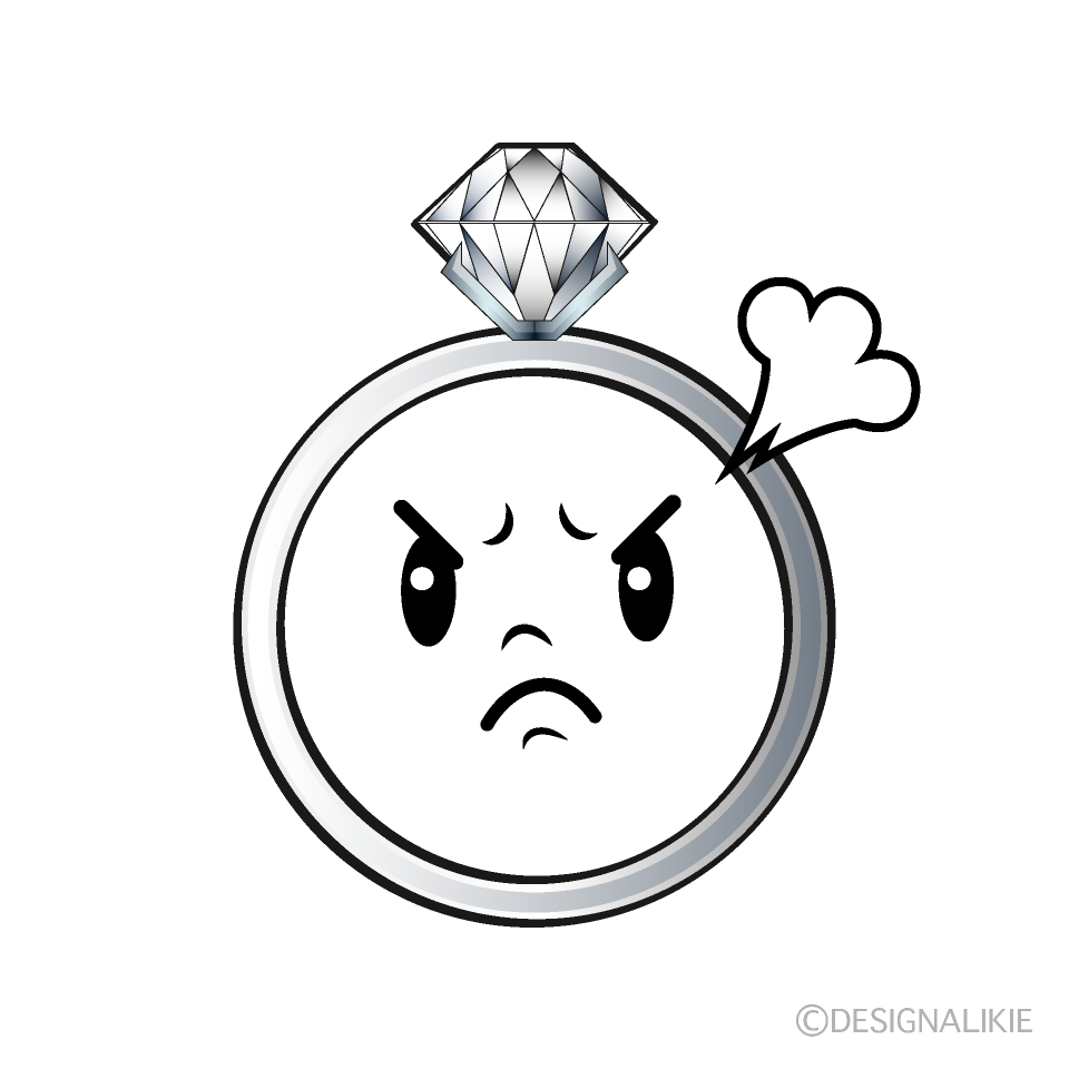 かわいい怒るダイヤモンド指輪イラスト