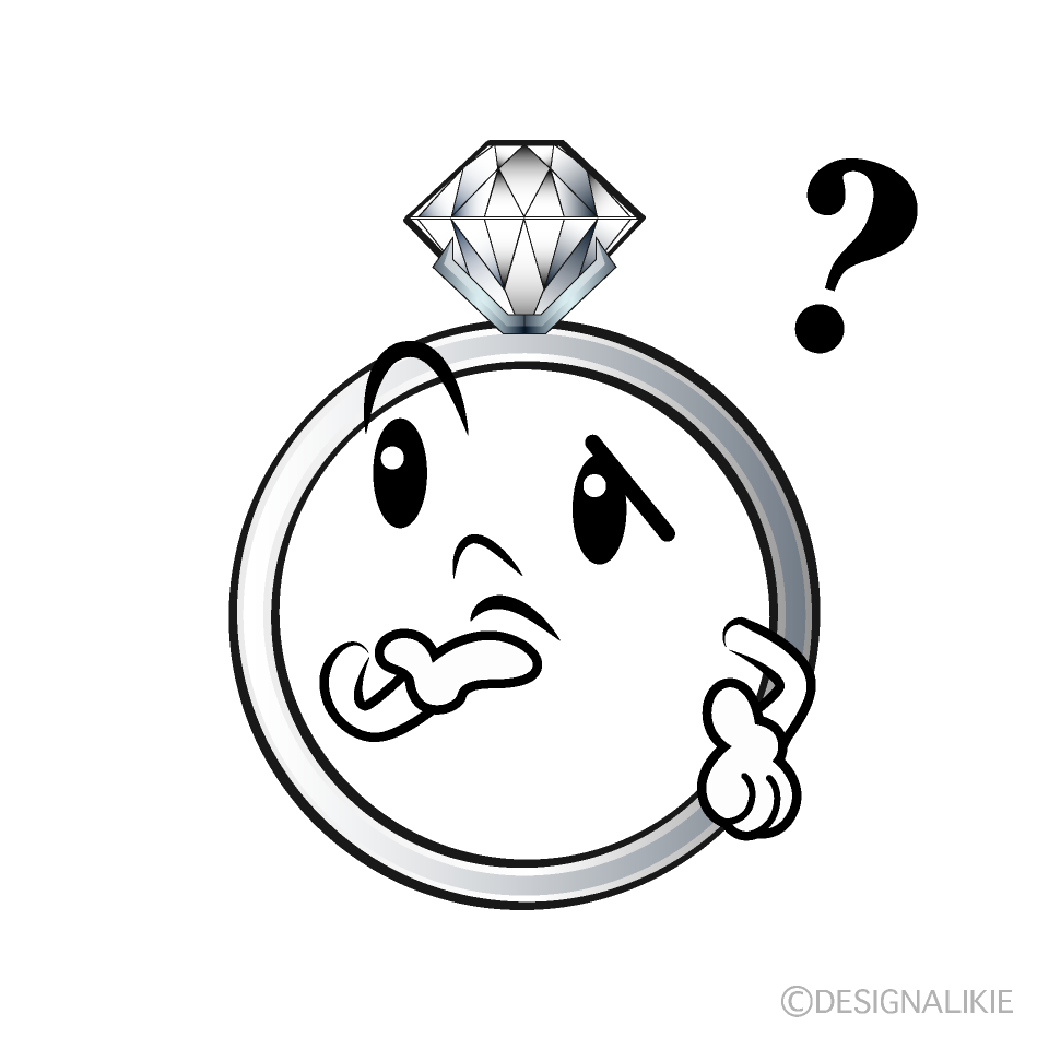 かわいい考えるダイヤモンド指輪イラスト