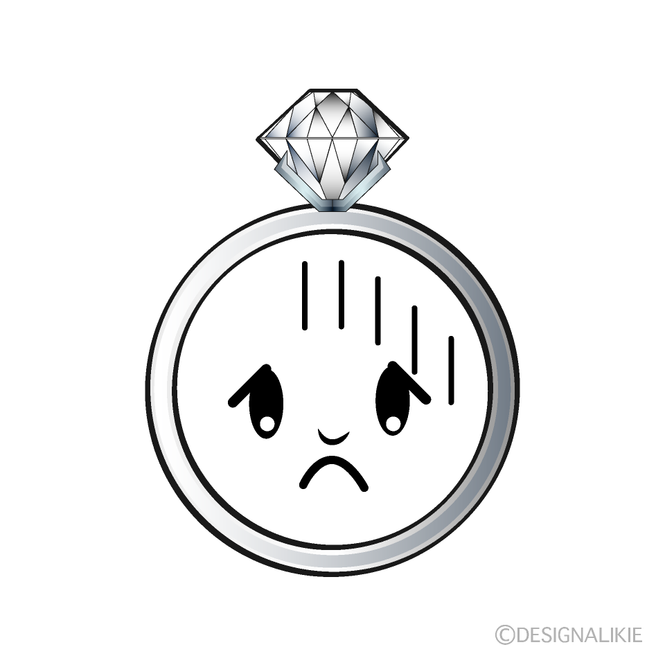 かわいい落ち込むダイヤモンド指輪イラスト