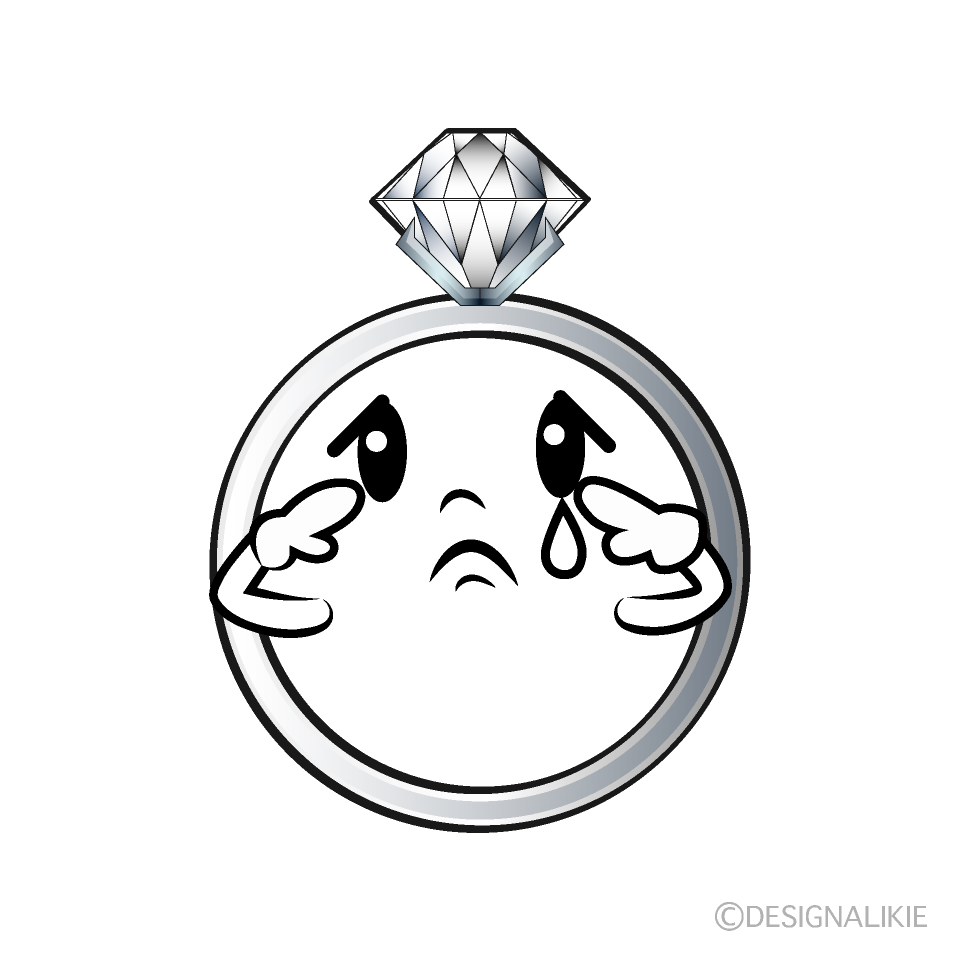 かわいい悲しいダイヤモンド指輪イラスト
