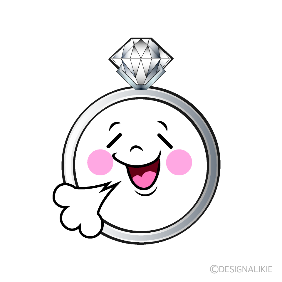 かわいいリラックスするダイヤモンド指輪イラスト