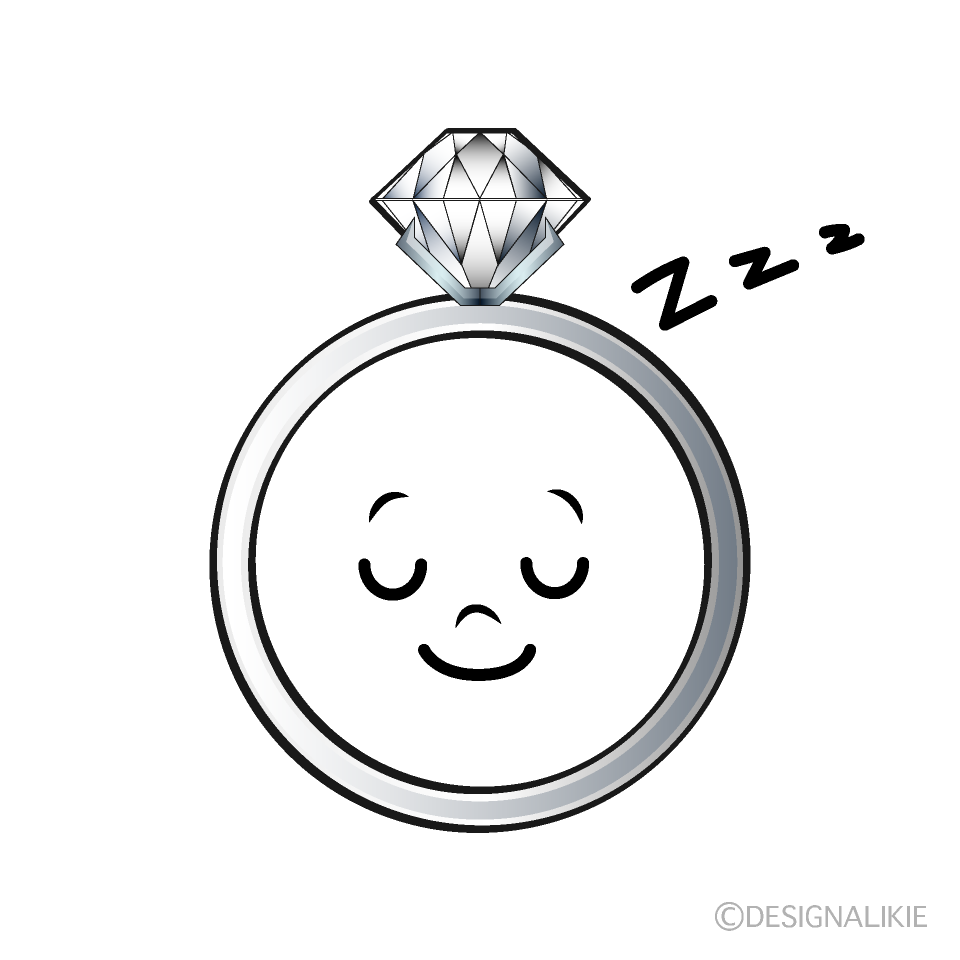 かわいい寝るダイヤモンド指輪イラスト