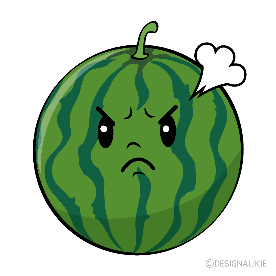 かわいい怒るスイカイラスト