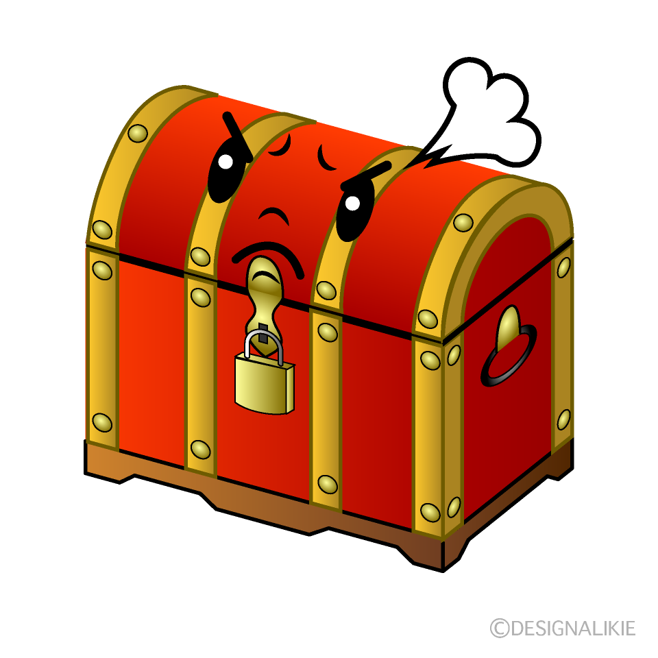 かわいい怒る宝箱イラスト