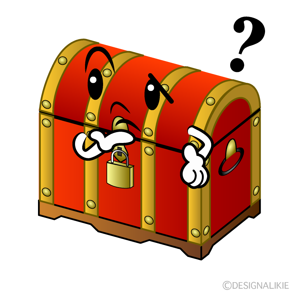 かわいい考える宝箱イラスト