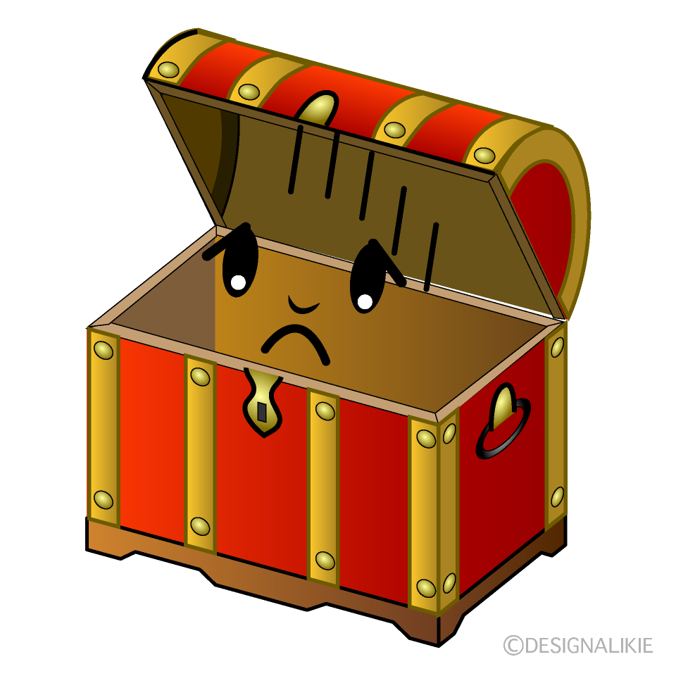 Cute Depressed Treasure Chest Clipart